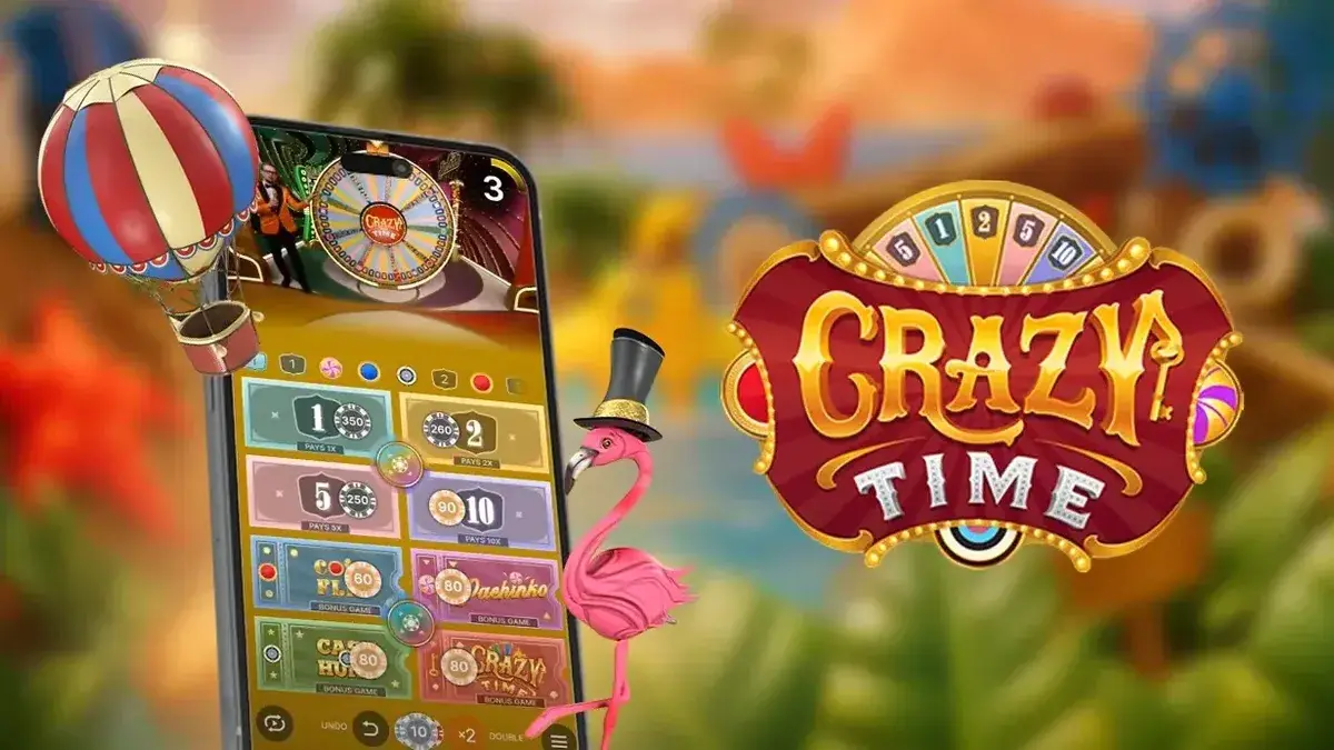 Crazy Time mobile casino screen in a phone browser